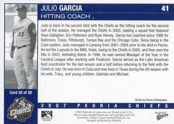 2007 MultiAd Peoria Chiefs Update #28 Julio Garcia Back