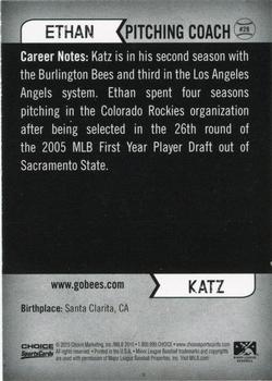 2015 Choice Burlington Bees #28 Ethan Katz Back