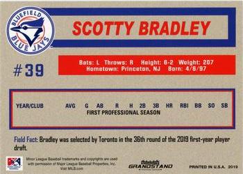 2019 Grandstand Bluefield Blue Jays #NNO Scotty Bradley Back