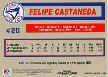 2019 Grandstand Bluefield Blue Jays #NNO Felipe Castaneda Back