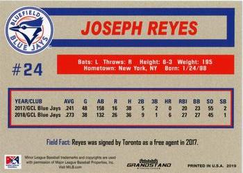 2019 Grandstand Bluefield Blue Jays #NNO Joseph Reyes Back