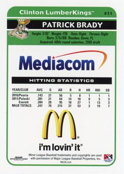 2012 Grandstand Clinton LumberKings Update 3 #NNO Patrick Brady Back