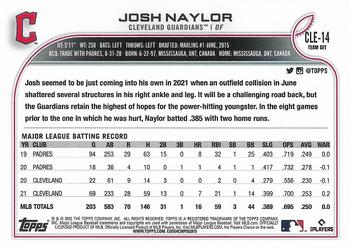 2022 Topps Cleveland Guardians #CLE-14 Josh Naylor Back