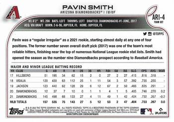 2022 Topps Arizona Diamondbacks #ARI-4 Pavin Smith Back
