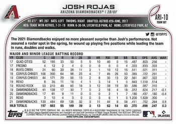 2022 Topps Arizona Diamondbacks #ARI-10 Josh Rojas Back