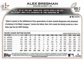 2022 Topps Houston Astros #HOU-2 Alex Bregman Back