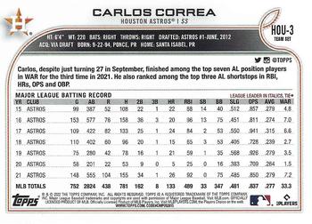 2022 Topps Houston Astros #HOU-3 Carlos Correa Back