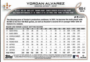 2022 Topps Houston Astros #HOU-4 Yordan Alvarez Back