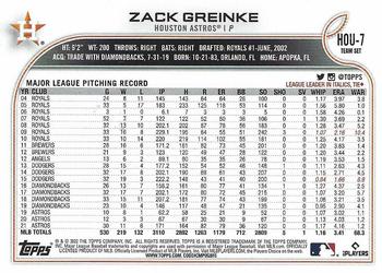 2022 Topps Houston Astros #HOU-7 Zack Greinke Back