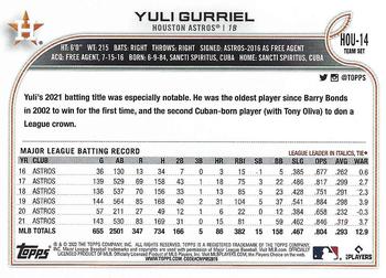 2022 Topps Houston Astros #HOU-14 Yuli Gurriel Back