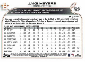 2022 Topps Houston Astros #HOU-15 Jake Meyers Back