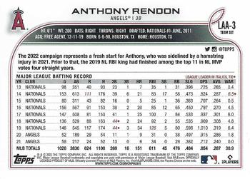 2022 Topps Los Angeles Angels #LAA-3 Anthony Rendon Back