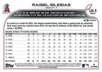 2022 Topps Los Angeles Angels #LAA-9 Raisel Iglesias Back