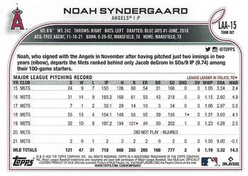 2022 Topps Los Angeles Angels #LAA-15 Noah Syndergaard Back