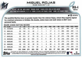 2022 Topps Miami Marlins #MIA-4 Miguel Rojas Back