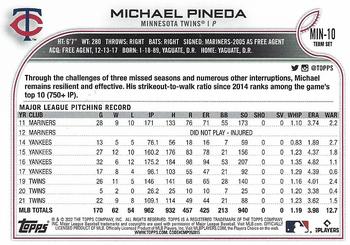 2022 Topps Minnesota Twins #MIN-10 Michael Pineda Back