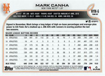 2022 Topps New York Mets #NYM-6 Mark Canha Back