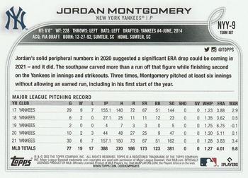 2022 Topps New York Yankees #NYY-9 Jordan Montgomery Back