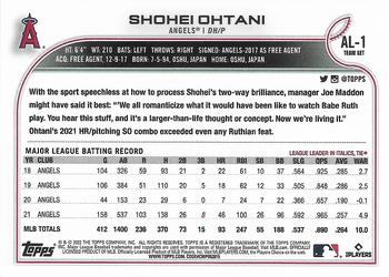 2022 Topps American League All-Stars #AL-1 Shohei Ohtani Back
