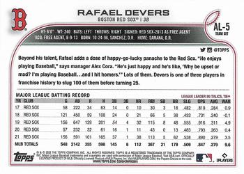 2022 Topps American League All-Stars #AL-5 Rafael Devers Back