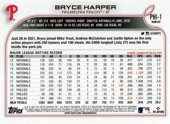 2022 Topps Philadelphia Phillies #PHI-1 Bryce Harper Back