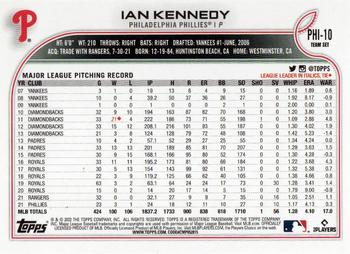 2022 Topps Philadelphia Phillies #PHI-10 Ian Kennedy Back