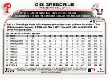 2022 Topps Philadelphia Phillies #PHI-11 Didi Gregorius Back