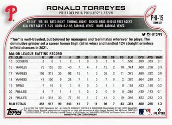 2022 Topps Philadelphia Phillies #PHI-15 Ronald Torreyes Back