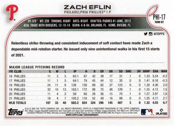 2022 Topps Philadelphia Phillies #PHI-17 Zach Eflin Back