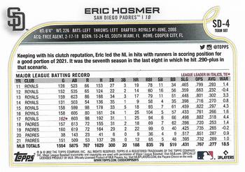 2022 Topps San Diego Padres #SD-4 Eric Hosmer Back