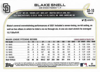 2022 Topps San Diego Padres #SD-10 Blake Snell Back
