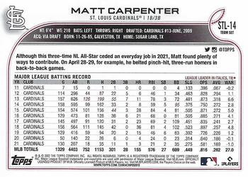 2022 Topps St. Louis Cardinals #STL-14 Matt Carpenter Back