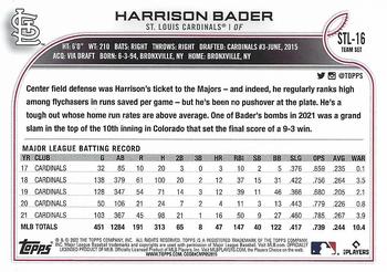 2022 Topps St. Louis Cardinals #STL-16 Harrison Bader Back