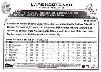 2022 Topps St. Louis Cardinals #STL-17 Lars Nootbaar Back