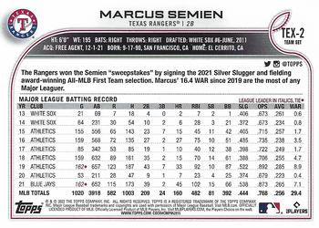 2022 Topps Texas Rangers #TEX-2 Marcus Semien Back