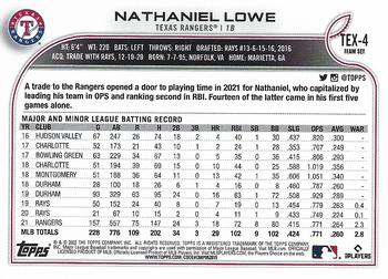 2022 Topps Texas Rangers #TEX-4 Nathaniel Lowe Back