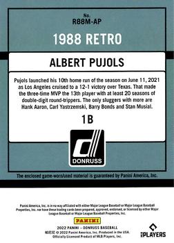 2022 Donruss - Retro 1988 Materials Black #R88M-AP Albert Pujols Back