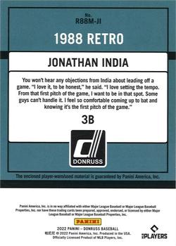 2022 Donruss - Retro 1988 Materials #R88M-JI Jonathan India Back