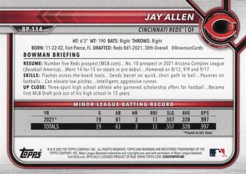 2022 Bowman - Prospects Purple Pattern #BP-114 Jay Allen Back