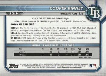 2022 Bowman - Chrome Prospects Lava #BCP-54 Cooper Kinney Back