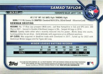 2022 Bowman - Chrome Prospects Lava #BCP-92 Samad Taylor Back