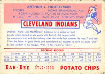 1954 Dan-Dee Potato Chips #NNO Art Houtteman Back