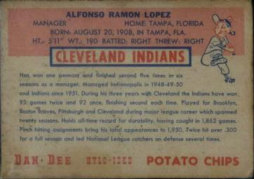1954 Dan-Dee Potato Chips #NNO Al Lopez Back