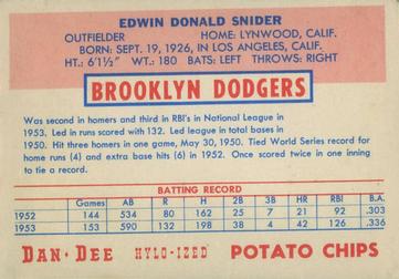 1954 Dan-Dee Potato Chips #NNO Duke Snider Back