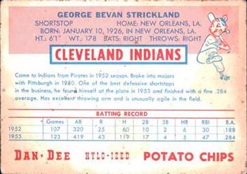 1954 Dan-Dee Potato Chips #NNO George Strickland Back