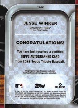 2022 Topps Tribute - Tribute Autographs #TA-JW Jesse Winker Back