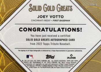 2022 Topps Tribute - Solid Gold Greats Autographs #GGA-JV Joey Votto Back