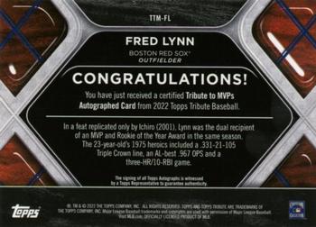 2022 Topps Tribute - Tribute to MVPs Autographs #TTM-FL Fred Lynn Back