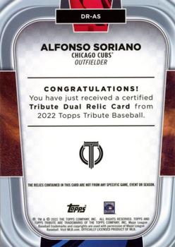 2022 Topps Tribute - Dual Relics #DR-AS Alfonso Soriano Back