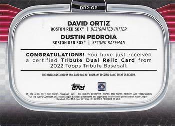 2022 Topps Tribute - Dual Relics 2 #DR2-OP David Ortiz / Dustin Pedroia Back